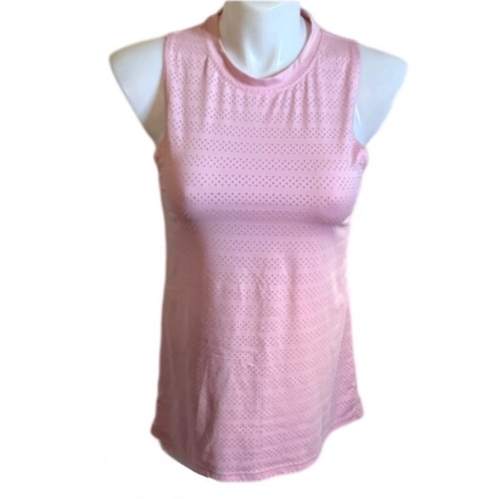 Zyia Active Pink Perforated Mock Neck Sleeveless Tank Top Women Medium Mock Neck